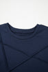 Modern Asymmetric Panel Geometric Seamed Short Sleeve Top